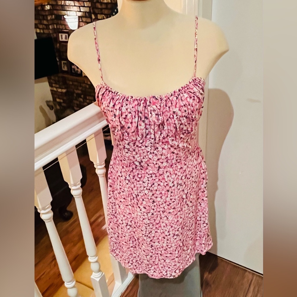 Sunday Best Delilah Pink Floral Print Mini Dress. Size Large